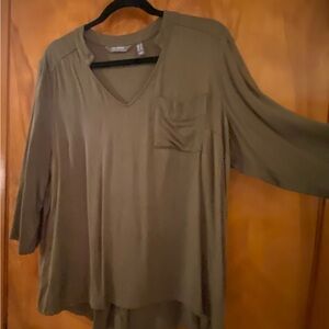 Lisa Rinna Collection Green 3/4 Sleeve Relaxed Blouse